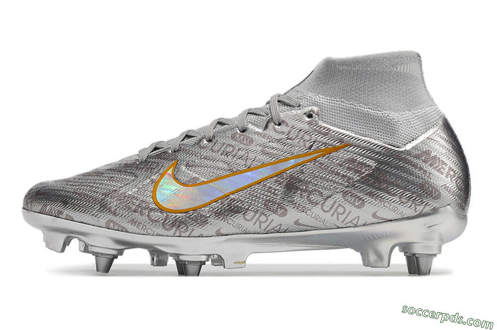 Nike Air Zoom Mercurial Superfly 9 Elite SG High-Tops Football Boots - Silver/Gold 2
