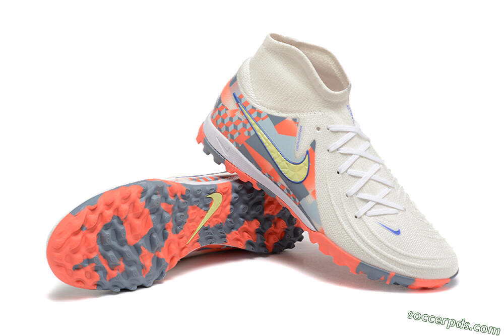 Nike Phantom Luna 2 Elite TF High-Tops Football Shoes - White/Pink/Yellow 4
