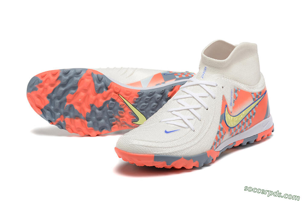 Nike Phantom Luna 2 Elite TF High-Tops Football Shoes - White/Pink/Yellow 3