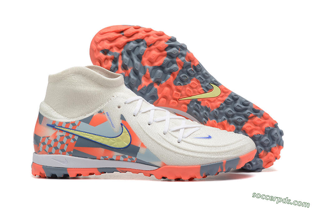 Nike Phantom Luna 2 Elite TF High-Tops Football Shoes - White/Pink/Yellow 1