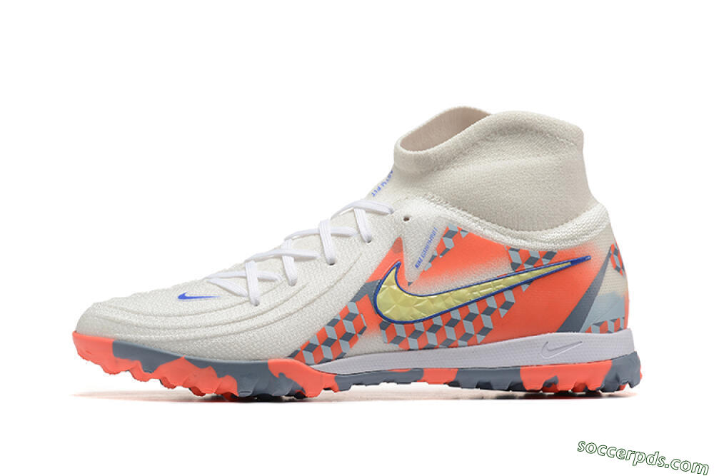 Nike Phantom Luna 2 Elite TF High-Tops Football Shoes - White/Pink/Yellow 2