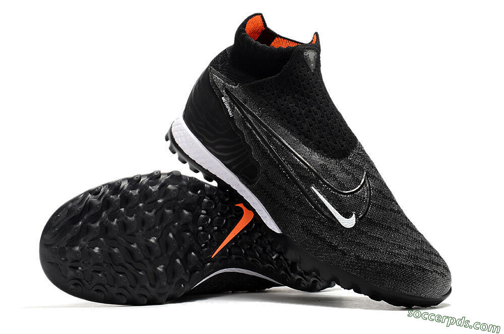 Nike Phantom GX Elite DF Black Pack TF High-Tops Football Shoes - Black/White/Orange 3
