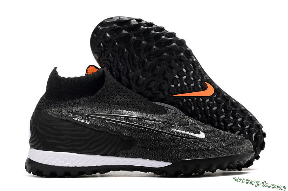 Nike Phantom GX Elite DF Black Pack TF High-Tops Football Shoes - Black/White/Orange 1