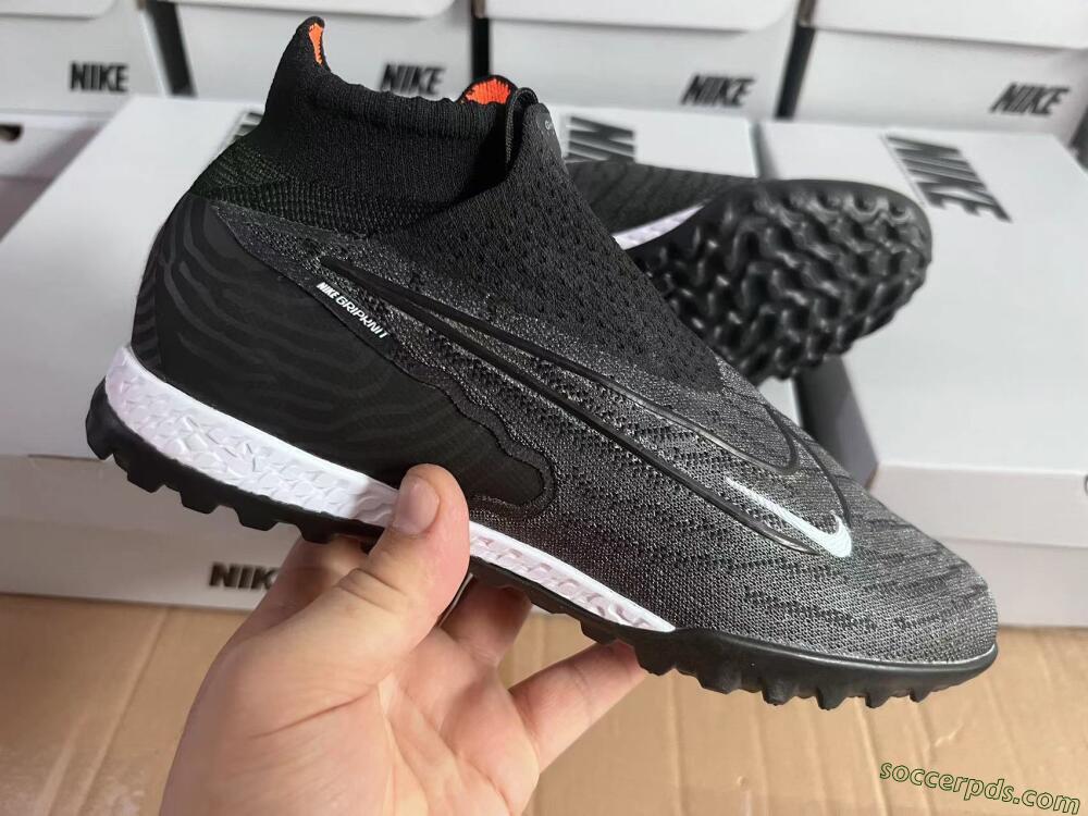 Nike Phantom GX Elite DF Black Pack TF High-Tops Football Shoes - Black/White/Orange