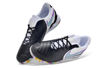 Nike Tiempo Legend 10 IC Low-Tops Football Shoes - Black/White/Jade/Purple