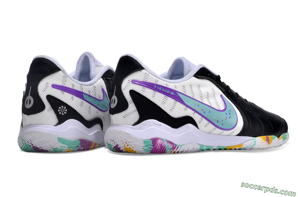 Nike Tiempo Legend 10 IC Low-Tops Football Shoes - Black/White/Jade/Purple 6