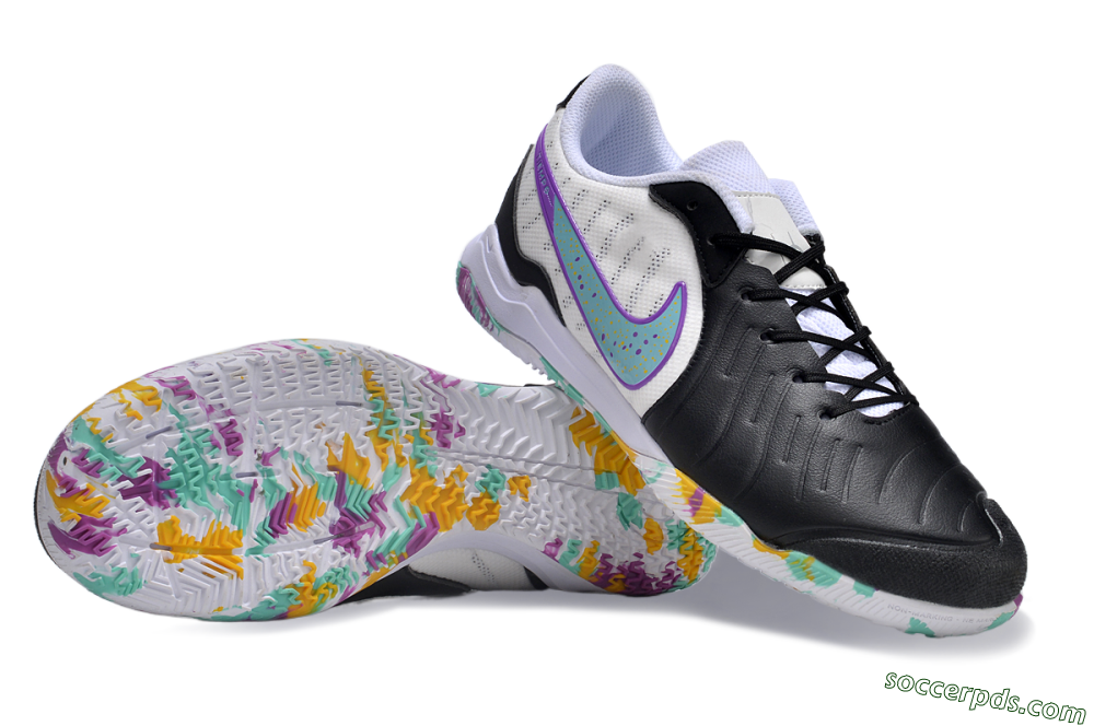 Nike Tiempo Legend 10 IC Low-Tops Football Shoes - Black/White/Jade/Purple 0