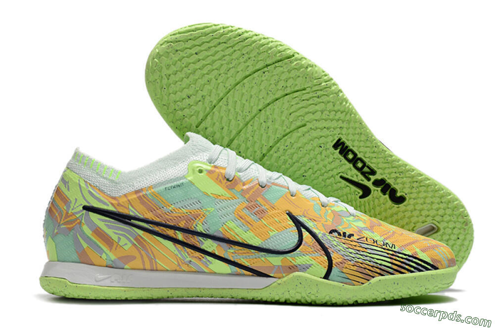Nike Air Zoom Mercurial Vapor 15 Elite IC Low-Tops Football Shoes - Green/Orange/Black 1