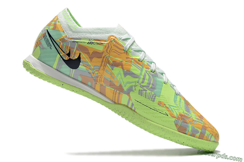 Nike Air Zoom Mercurial Vapor 15 Elite IC Low-Tops Football Shoes - Green/Orange/Black 4