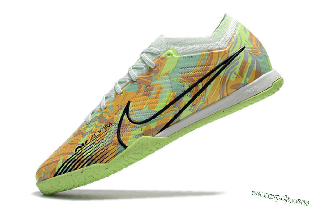 Nike Air Zoom Mercurial Vapor 15 Elite IC Low-Tops Football Shoes - Green/Orange/Black 5