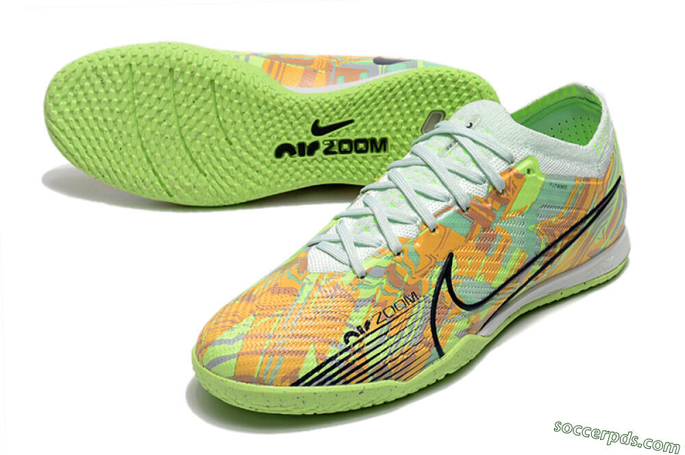 Nike Air Zoom Mercurial Vapor 15 Elite IC Low-Tops Football Shoes - Green/Orange/Black 3