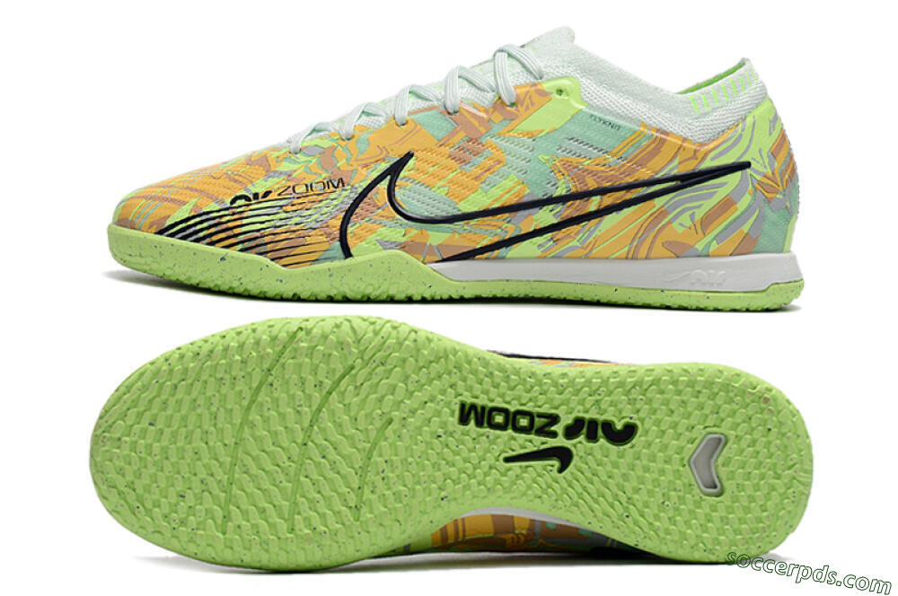 Nike Air Zoom Mercurial Vapor 15 Elite IC Low-Tops Football Shoes - Green/Orange/Black 0