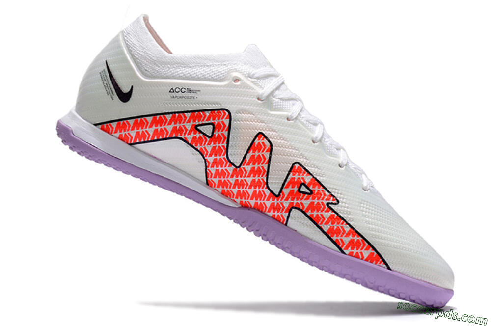 Nike Air Zoom Mercurial Vapor 15 Elite IC Low-Tops Football Shoes - White/Red/Black 4