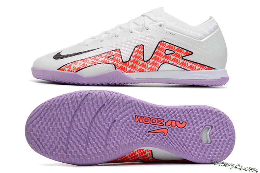 Nike Air Zoom Mercurial Vapor 15 Elite IC Low-Tops Football Shoes - White/Red/Black 0