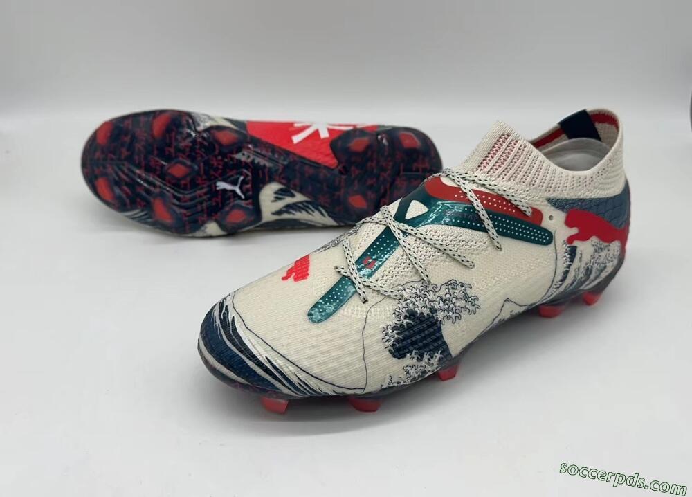 Puma Future Ultimate FG Low-Tops Football Boots - Beige/Blue/Red