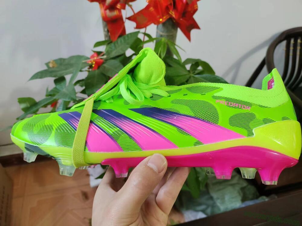 Adidas Predator Elite Foldover Tongue FG Low-Tops Football Boots - Green/Pink/Purple/Yellow