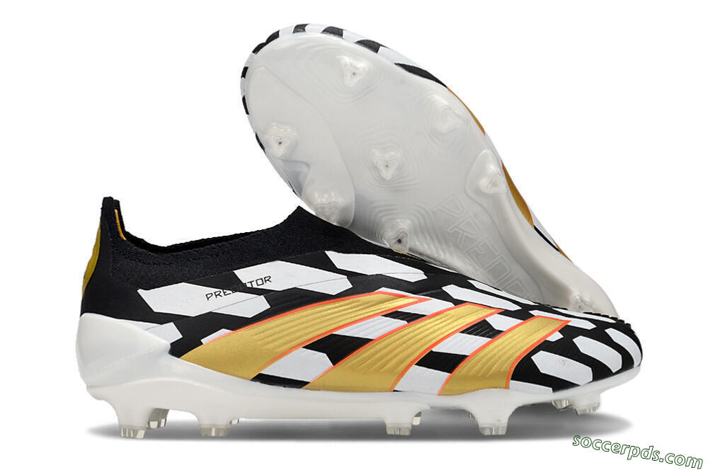 Adidas Predator 24 Elite Laceless FG Low-Tops Football Boots - Black/White/Gold 1