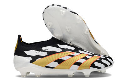Adidas Predator 24 Elite Laceless FG Low-Tops Football Boots - Black/White/Gold