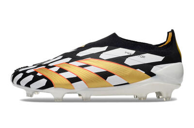 Adidas Predator 24 Elite Laceless FG Low-Tops Football Boots - Black/White/Gold