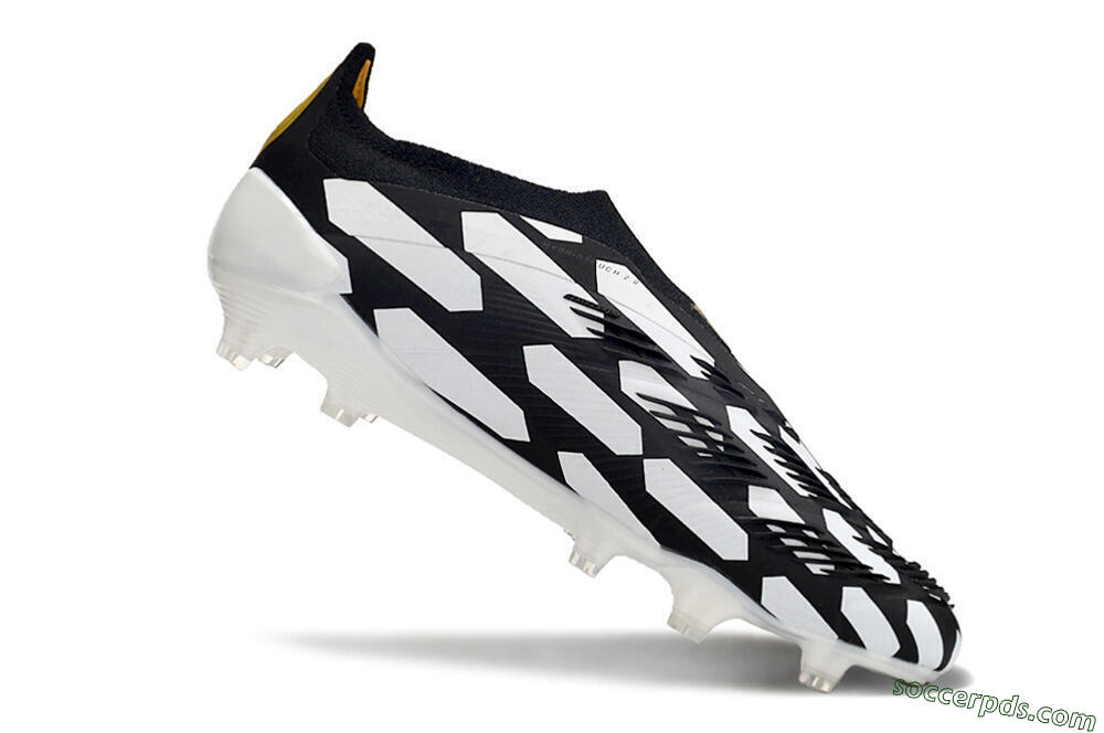 Adidas Predator 24 Elite Laceless FG Low-Tops Football Boots - Black/White/Gold 4