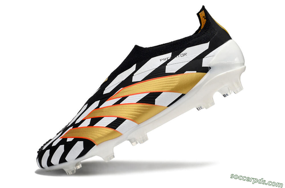 Adidas Predator 24 Elite Laceless FG Low-Tops Football Boots - Black/White/Gold 5