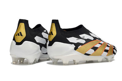 Adidas Predator 24 Elite Laceless FG Low-Tops Football Boots - Black/White/Gold
