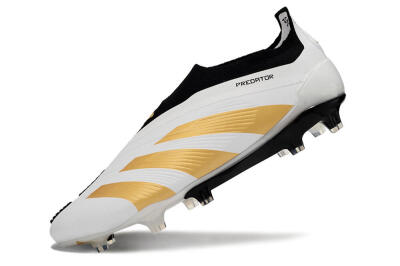 Adidas Predator 24 Elite Laceless FG Low-Tops Football Boots - White/Gold/Black