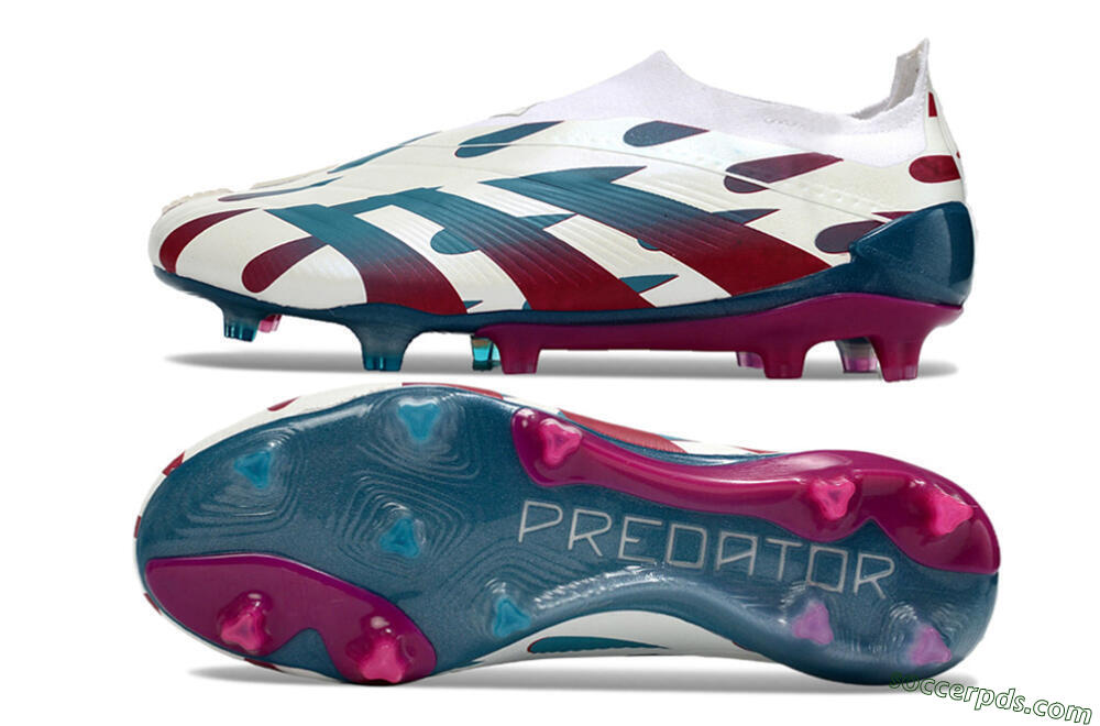 Adidas Predator 24 Elite Laceless FG Low-Tops Football Boots - Beige/Blue/Red 0