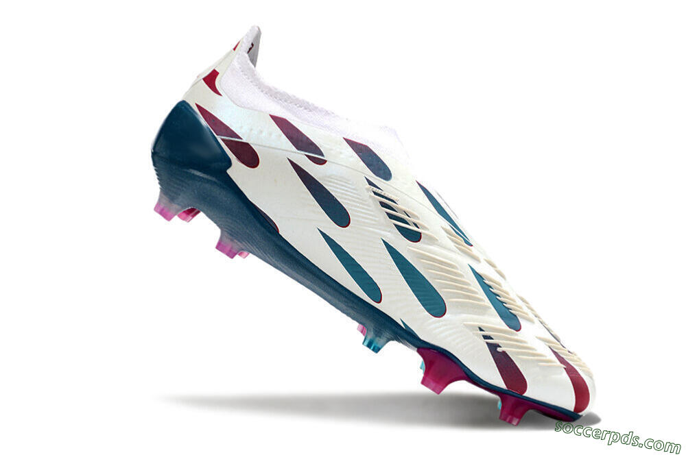 Adidas Predator 24 Elite Laceless FG Low-Tops Football Boots - Beige/Blue/Red 4