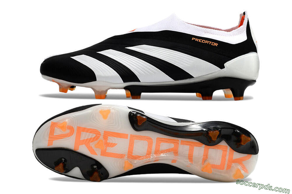 Adidas Predator 24 Elite Laceless FG Low-Tops Football Boots - Black/White/Orange 0