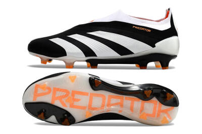 Adidas Predator 24 Elite Laceless FG Low-Tops Football Boots - Black/White/Orange