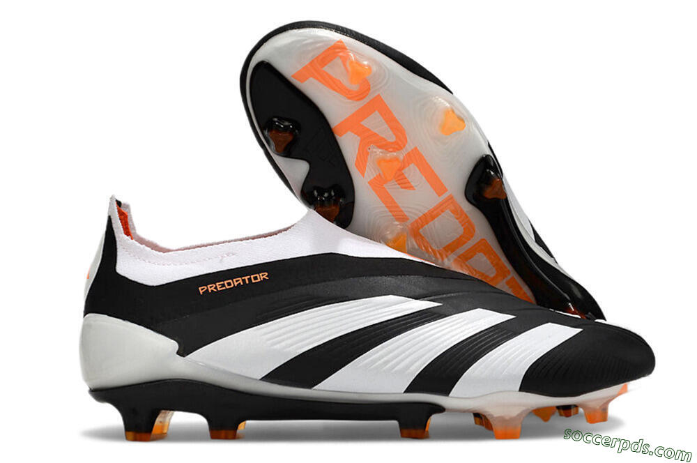 Adidas Predator 24 Elite Laceless FG Low-Tops Football Boots - Black/White/Orange 1