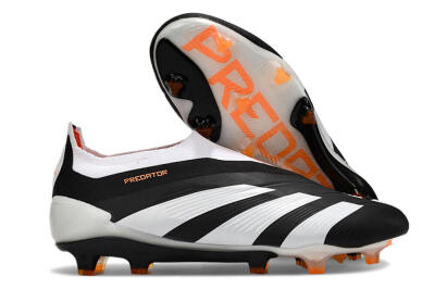 Adidas Predator 24 Elite Laceless FG Low-Tops Football Boots - Black/White/Orange