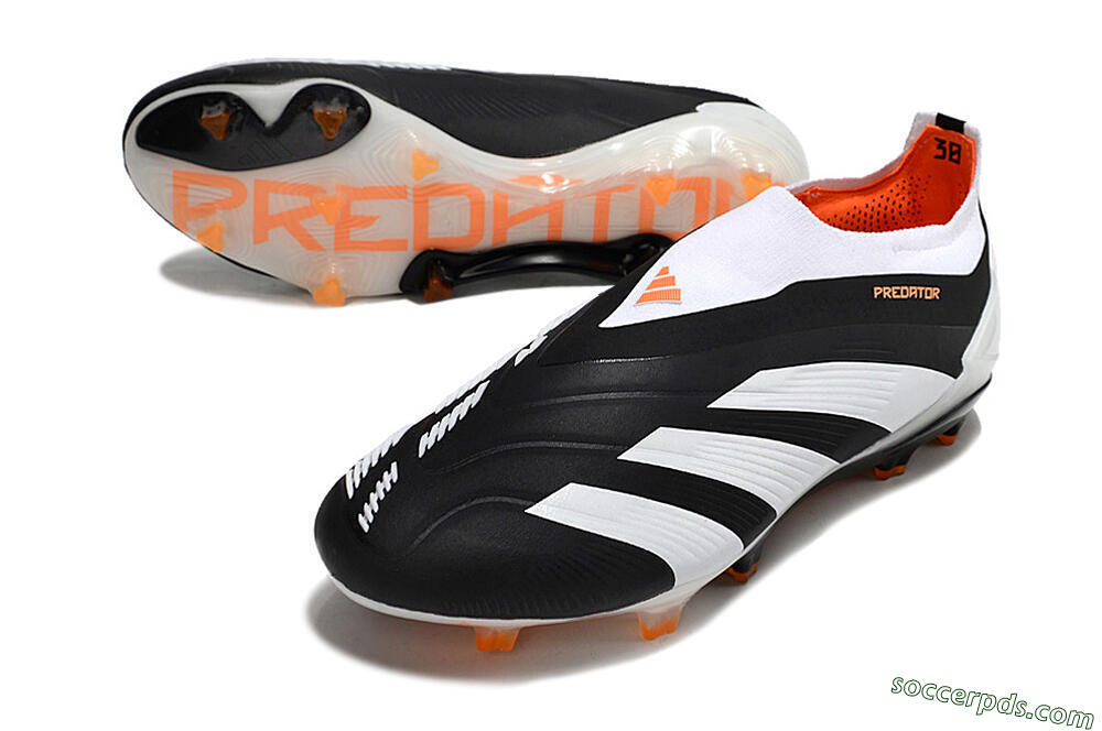 Adidas Predator 24 Elite Laceless FG Low-Tops Football Boots - Black/White/Orange 3