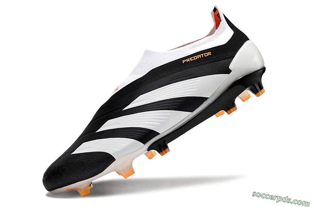 Adidas Predator 24 Elite Laceless FG Low-Tops Football Boots - Black/White/Orange 5