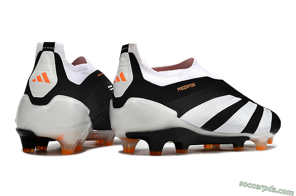 Adidas Predator 24 Elite Laceless FG Low-Tops Football Boots - Black/White/Orange 6