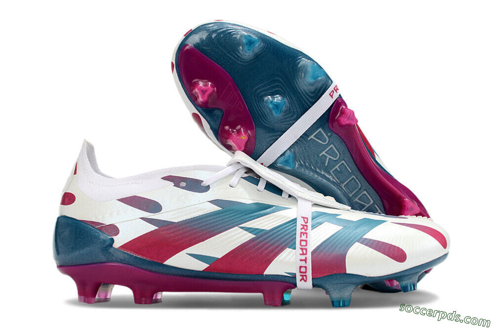 Adidas Predator Elite Foldover Tongue FG Low-Tops Football Boots - White/Blue/Red 1