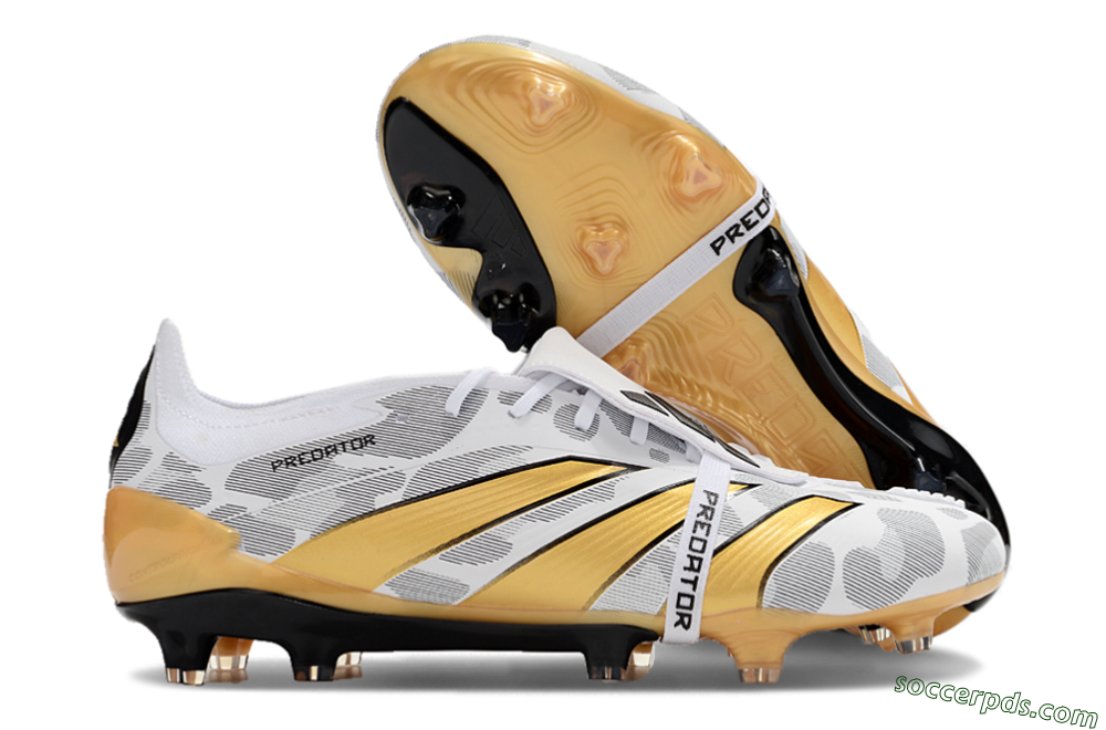 Adidas Predator Elite Foldover Tongue FG Low-Tops Football Boots - White/Black/Gold 1