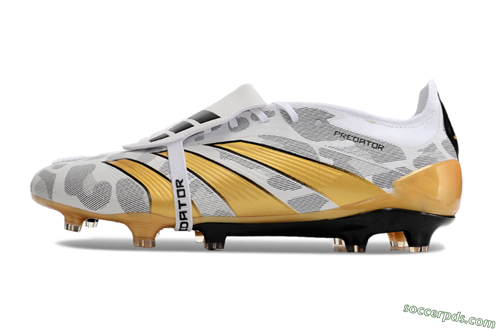 Adidas Predator Elite Foldover Tongue FG Low-Tops Football Boots - White/Black/Gold 2