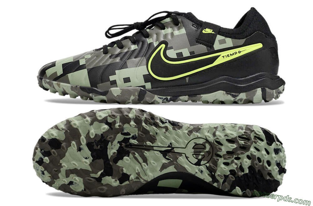 Nike Tiempo Legend 10 Pro TF Low-Tops Football Shoes - Camo/Black/Yellow 0