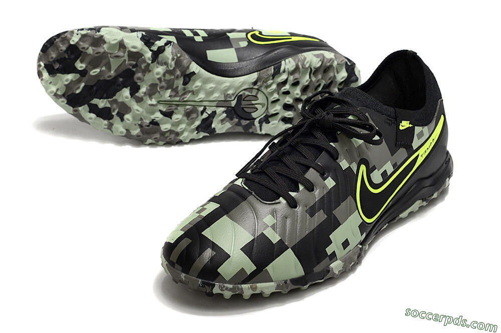 Nike Tiempo Legend 10 Pro TF Low-Tops Football Shoes - Camo/Black/Yellow 3