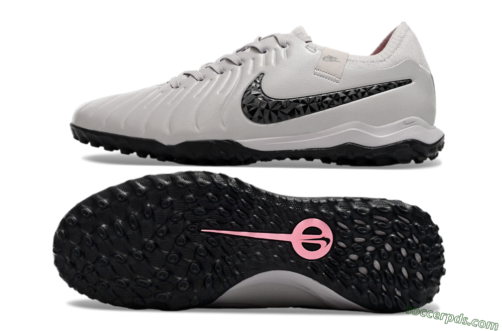 Nike Tiempo Legend 10 Pro TF Low-Tops Football Shoes - Grey/Black/Pink 0