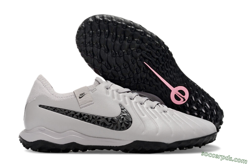 Nike Tiempo Legend 10 Pro TF Low-Tops Football Shoes - Grey/Black/Pink 1