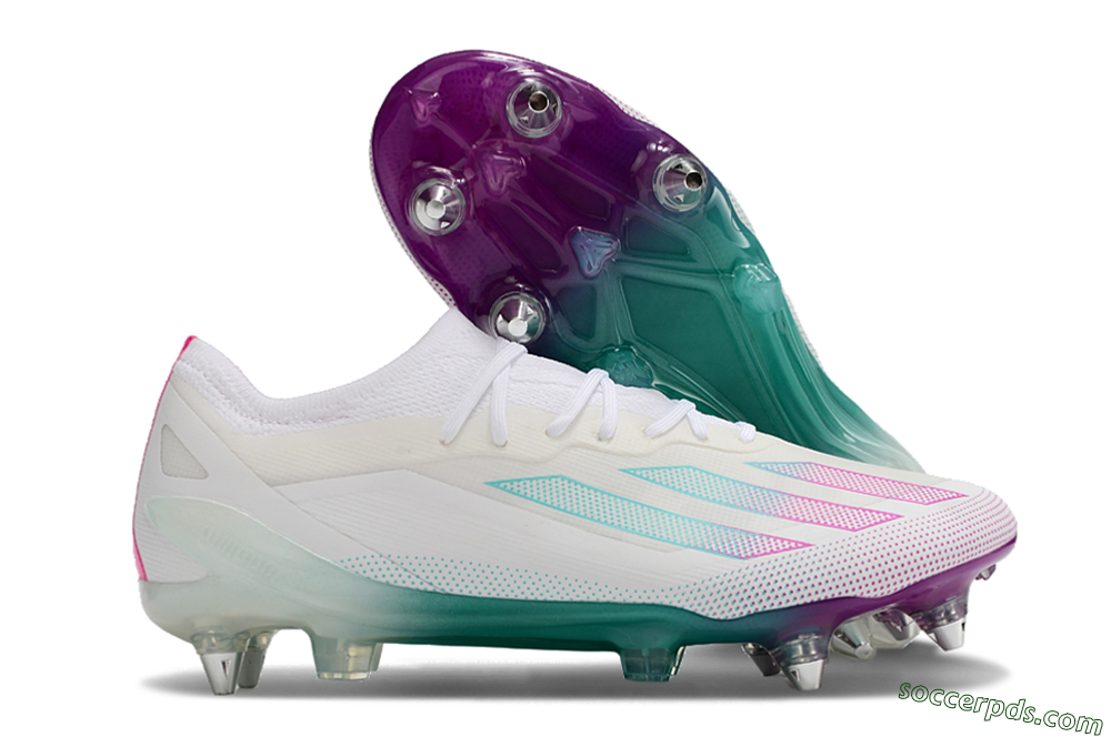 Adidas X Crazyfast.1 SG Low-Tops Football Boots - White/Purple/Jade 1