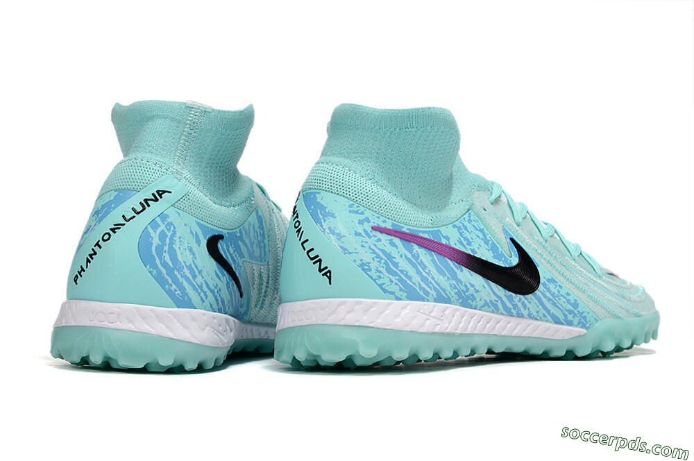 Nike Phantom Luna Elite NU TF High-Tops Football Shoes - Jade/Blue/Black 6