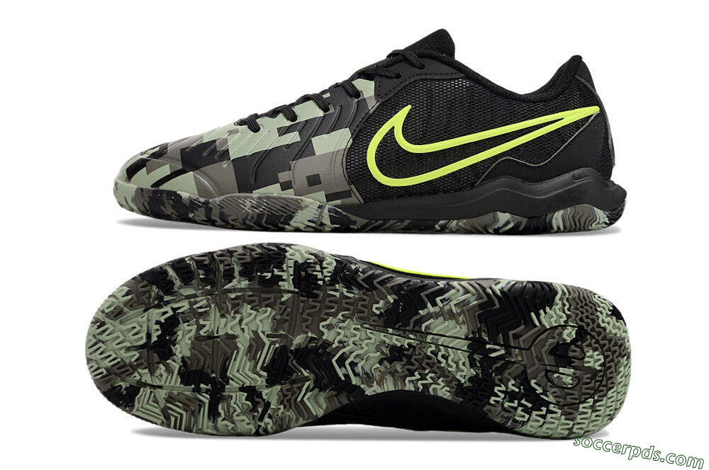 Nike Tiempo Legend 10 Academy IC Low-Tops Football Shoes - Camo/Black/Yellow 0