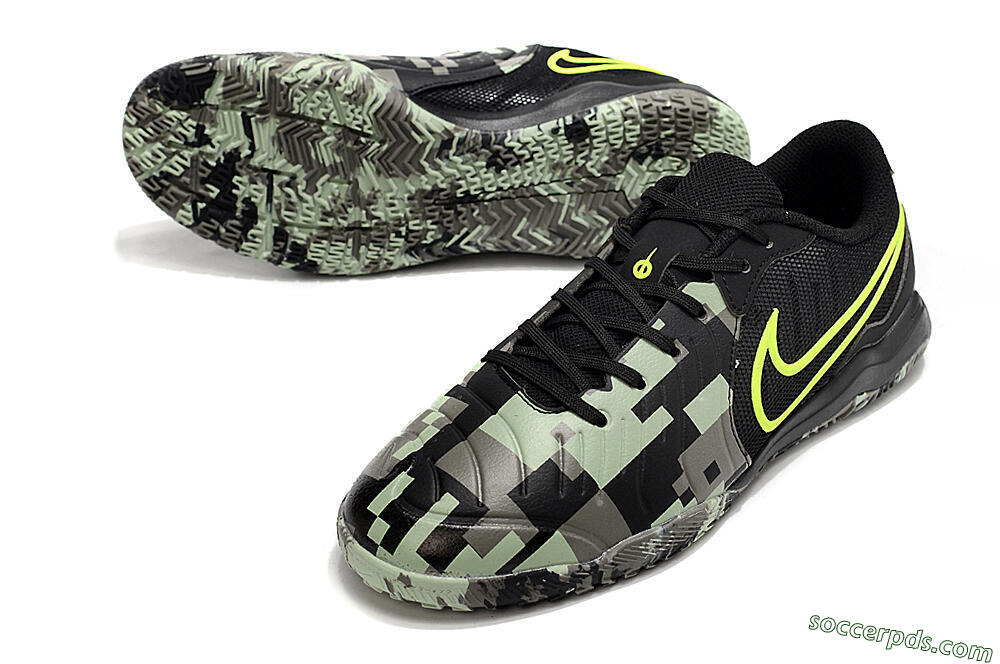Nike Tiempo Legend 10 Academy IC Low-Tops Football Shoes - Camo/Black/Yellow 3