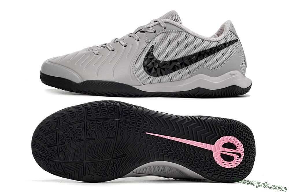 Nike Tiempo Legend 10 Academy IC Low-Tops Football Shoes - Grey/Black/Pink 0