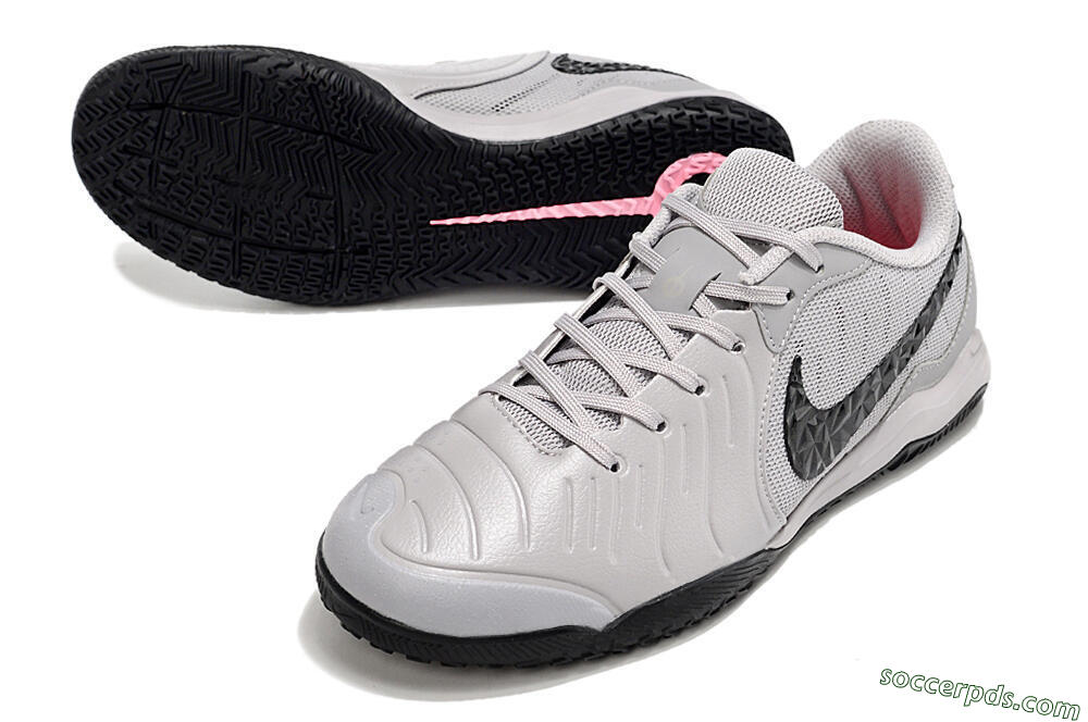 Nike Tiempo Legend 10 Academy IC Low-Tops Football Shoes - Grey/Black/Pink 3
