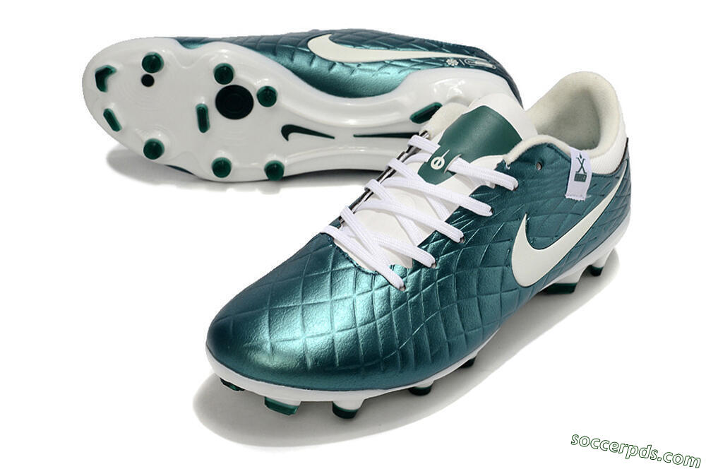 Nike Tiempo Legend 10 Academy FG Low-Tops Football Boots - Green/Beige/White 3